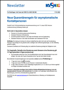 Patienteninfo Quarantäneregeln